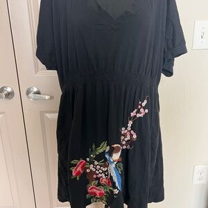 Johnny Was Floral Embroidery blouse with birds